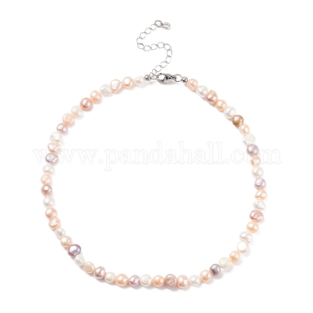 女性のための天然真珠のビーズのネックレス  カラフル  14.96インチ（38cm） NJEW-JN03899-01-1