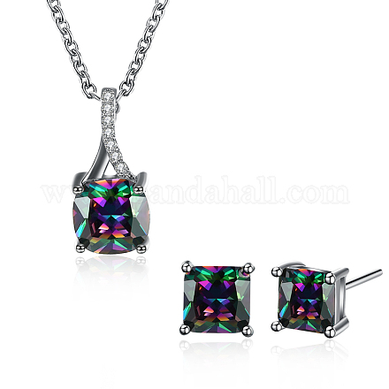 Laiton zircone cubique ensembles de bijoux de partie SJEW-BB18001-2-1
