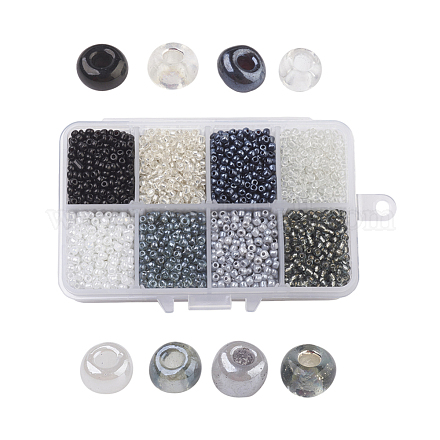 1 caja 8/0 perlas de vidrio semillas redondas perlas separadoras sueltas SEED-X0050-3mm-09-1