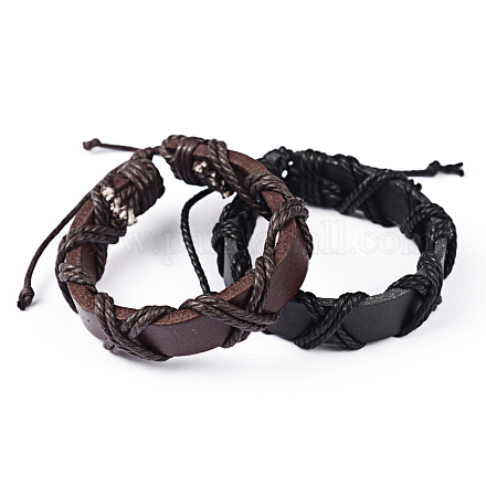 Bracelets réglables de cordon en cuir BJEW-L578-01-1