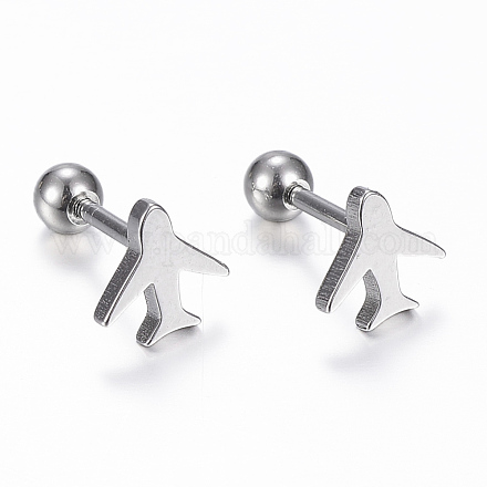 304 Stainless Steel Barbell Cartilage Earrings EJEW-H351-02P-1