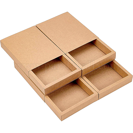 クラフト紙の折りたたみボックス  引き出しボックス  長方形  バリーウッド  完成品：20x15x3cm CON-WH0010-01K-C-1