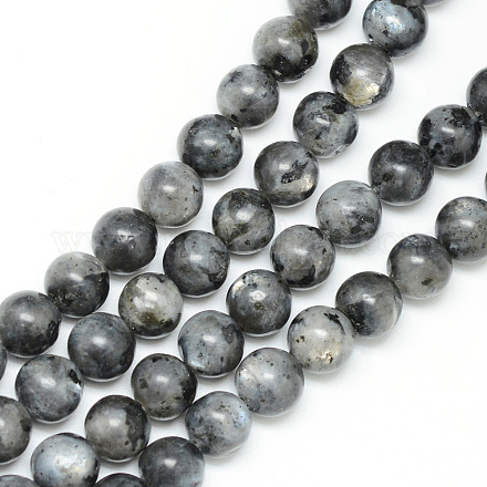 Brins de perles de larvikite naturelles X-G-R345-6mm-33-1