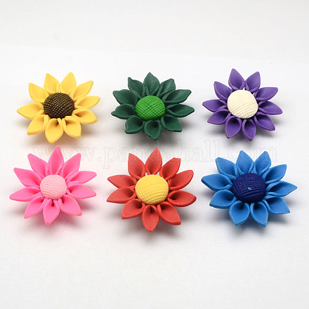 Handmade Polymer Clay 3D Flower Sunflower Beads CLAY-Q207-50mm-M-1