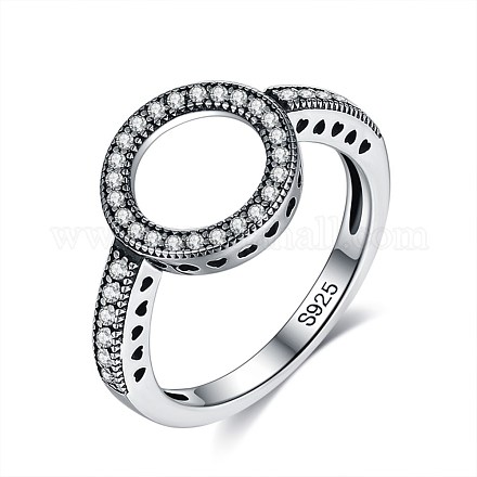 925スター指輪シルバー指輪  キュービックジルコニア付き  s925で刻まれた  リング  透明  プラチナ  サイズ8  内径：18.1mm RJEW-BB56061-8-1