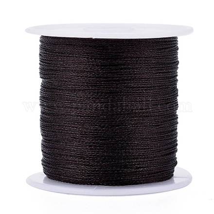 ポリエステル編組メタリック糸  DIYの編みこみのブレスレット作りと刺繡のために  ココナッツブラウン  0.4mm  6プライ  約54.68ヤード（50m）/ロール OCOR-I007-B-43-1