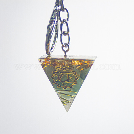 Chakra thème orgonite pyramide résine générateurs d'énergie pendentif porte-clés WG43482-02-1