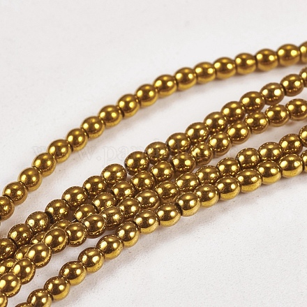 Oro placcato electroplate non magnetici ematite sintetico perle tonde fili X-G-J169A-2mm-04-1