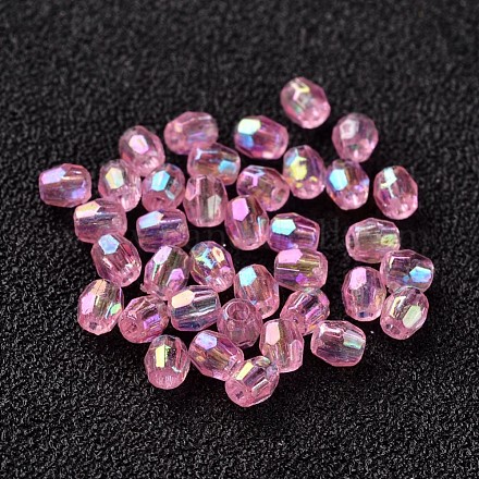 AB Color Plated Eco-Friendly Transparent Acrylic Barrel Beads TACR-L002-3mm-10-1