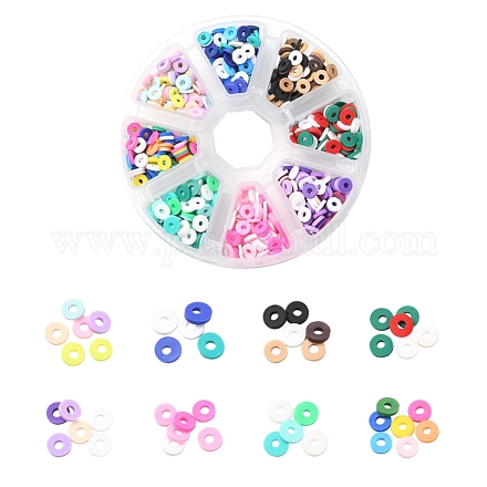 1200pcs 8 couleurs perles d'argile polymère faites à la main CLAY-YW0001-15B-1