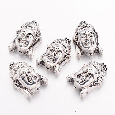 In lega di zinco di stile tibetano buddha testa cava perline TIBEB-AD62526-AS-NR-1