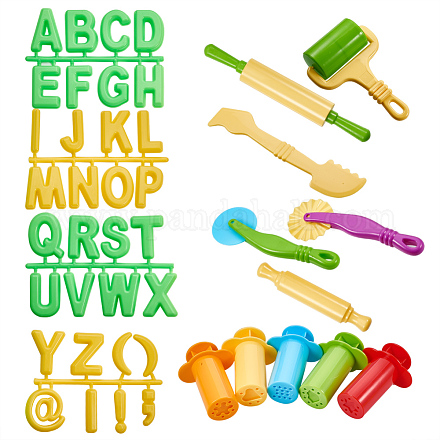 DIYの子供のおもちゃのセット  粘土型ツールキット  plasticine教育面白いおもちゃ  ミックスカラー  78~202x22~84mm  11個/セット DIY-PH0019-45-1