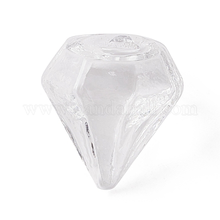 手作り吹きガラス瓶  ガラスバイアルペンダント作り用  ダイヤモンド  透明  16~17x15~15.5x13.5~14.5mm  穴：2.5~5mm GLAA-B005-01C-1