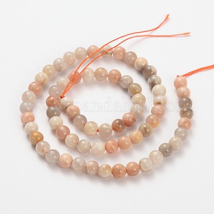 Natural Multi-Moonstone Round Beads Strands G-O030-14mm-10-1