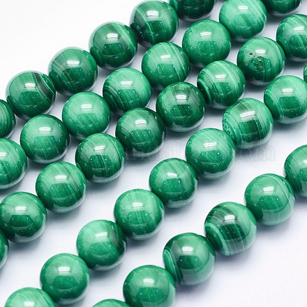 Natural Malachite Beads Strands G-O166-07A-8mm-1