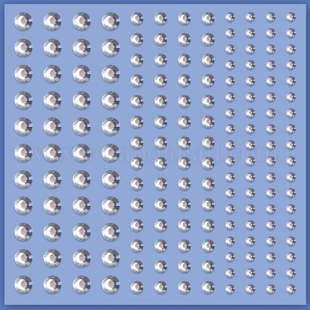 アクリルラインストーンフェイシャルステッカー  メイクアップフェイスアイボディ用の自己粘着フェイスダイヤモンド  ホワイト  10x10cm PW-WG72147-01-1