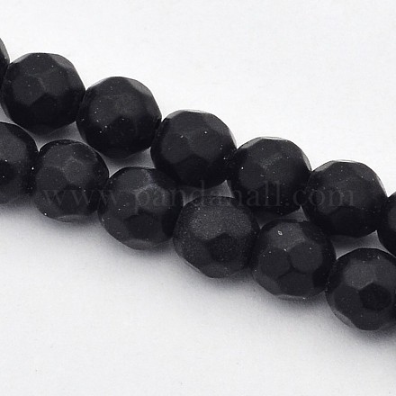 Chapelets de perles en pierre noire naturelle X-G-G545-28-1