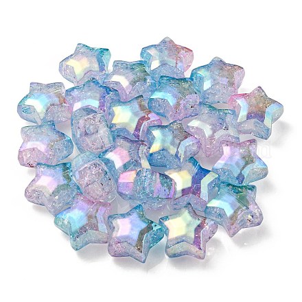 UV Plating Transparent Crackle Acrylic Beads OACR-P010-09C-1