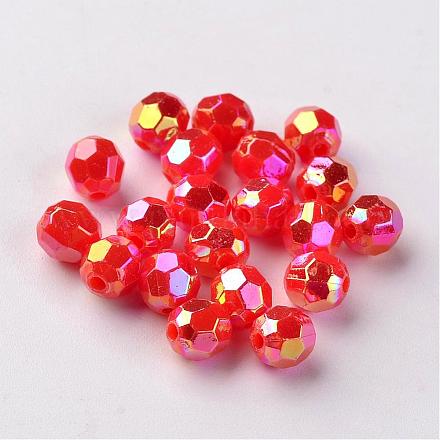 AB Color Plated Eco-Friendly Poly Styrene Acrylic Round Beads TACR-L004-6mm-06-1