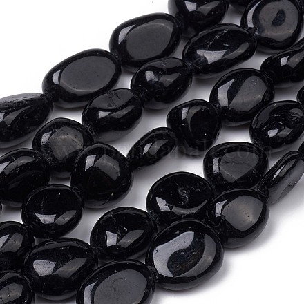 Chapelets de perles en tourmaline noire naturelle G-L493-51-1