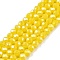 Electroplate Glass Beads Strands, Pearl Luster Plated, Faceted, Rondelle, Yellow, 4x3mm, Hole: 0.8~1mm, about 105~110pcs/strand, 38~39cm