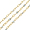Ion Plating(IP) 304 Stainless Steel Dapped Chains, Enamel Style, Real 18K Gold Plated, Soldered, with Spool, Polished, Light Sky Blue, 4x2x0.3mm, about 32.81 Feet(10m)/Roll