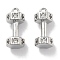 Brass Micro Pave Clear Cubic Zirconia Pendants, Dumbell, Real Platinum Plated, 13.5x6.5x5.5mm, Hole: 1.2mm
