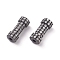 Brass Micro Pave Clear Cubic Zirconia Beads, Tube, Gunmetal, 14x6mm, Hole: 1mm