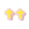 Baking Paint Glass Enamel Beads, Hand Drawn Beads, Cross, Lavender Blush, 14.5x11.5x4mm, Hole: 1mm