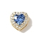 Brass Micro Pave Cubic Zirconia Beads, Heart, Rack Plating, Long-Lasting Plated, Cadmium Free & Lead Free, Real 18K Gold Plated, Cornflower Blue, 9.5x9.5x6.5mm, Hole: 4.5x2.5mm