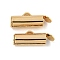 Brass Slide On End Clasp Tubes, Slider End Caps, with Pendant Bails, Real 18K Gold Plated, 5.5x12.5x4mm, Hole: 0.9mm, Inner Diameter: 3mm