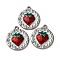 304 Stainless Steel Enamel Pendants, Flat Round with Strawberry Charm, Stainless Steel Color, 23.5x20.5x3.5mm, Hole: 1.6mm