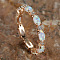 Alloy Finger Rings, with Brass Micro Pave Cubic Zirconia and Opal Finding, Oval, US Size 7(17.3mm)