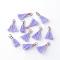Polycotton(Polyester Cotton) Tassel Pendant Decorations, with Unwelded Iron Jump Rings, Golden, Lilac, 10~16x2mm, Hole: 1.5mm