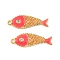 304 Stainless Steel Pendants, Fish, with Enamel and Rhinestone, Real 18K Gold Plated, 8.5x23.5x2mm, Hole: 1.4mm