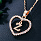 Alloy Crystal Rhinestone Heart with Initial Pendant Necklaces, Rose Gold, Letter Z, 16.93 inch(43cm)