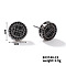 Chic Brass Cubic Zirconia Stud Earrings, Fashionable and Versatile Accessories, Flat Round, Black, 10x10mm