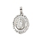 Brass Pave Natural White Shell Pendants, Oval Religion Virgin Charms, Long-Lasting Plated, Lead Free & Cadmium Free, Rack Plating, Platinum, 21.5x15.5x3mm, Hole: 3.5x6mm