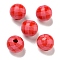 Printed Wood European Beads, Round with Tartan Pattern, Light Coral, 15.5~16mm, Hole: 4~4.5mm