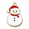 Alloy Enamel Pendants, Golden, Christmas Series, Snowman, 26x17x1mm, Hole: 1.6mm