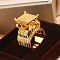 Brass Micro Pave Clear Cubic Zirconia Finger Rings, Square, Golden, US Size 10(19.8mm)