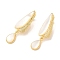 Teardrop Brass Fold Over Clasps, with Natural White Shell, Real 18K Gold Plated, 31.5x9x9mm