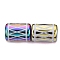 Electroplate Glass Beads, Column with Rhombus Pattern, Colorful, 11.5~12x8~8.5mm, Hole: 1.2~1.4mm