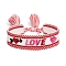 Valentine's Day Theme Polyester Cord Bracelets, with Tassel, Word HAPPY, Red, Inner Diameter: 2-3/8 inch(6cm)