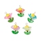 Glass Pendants, Flower Charm, with 304 Stainless Steel Loops & Acrylic, Mixed Color, 24x19x18mm, Hole: 3x2mm
