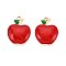 304 Stainless Steel Pendants, with Enamel, Apple Charm, Real 18K Gold Plated, Ion Plating(IP), Red, 20x15.5x4mm, Hole: 1.8mm