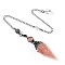 Natural Strawberry Quartz & Resin Hexagonal Pointed Dowsing Pendulums, Cone, Antique Silver, 250mm