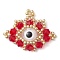 Seed Beads Beaded Charms, Eye Pendants, Red, 23x30x5mm, Hole: 1.2mm
