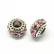 Alloy Rhinestone European Beads, Rondelle Large Hole Beads, Light Amethyst, 11x7mm, Hole: 4.5mm