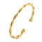 Ion Plating(IP) Twisted 304 Stainless Steel Cuff Bangles for Women, Real 18K Gold Plated, Inner Diameter: 1-3/4x2-5/8 inch(4.6x6.8cm)